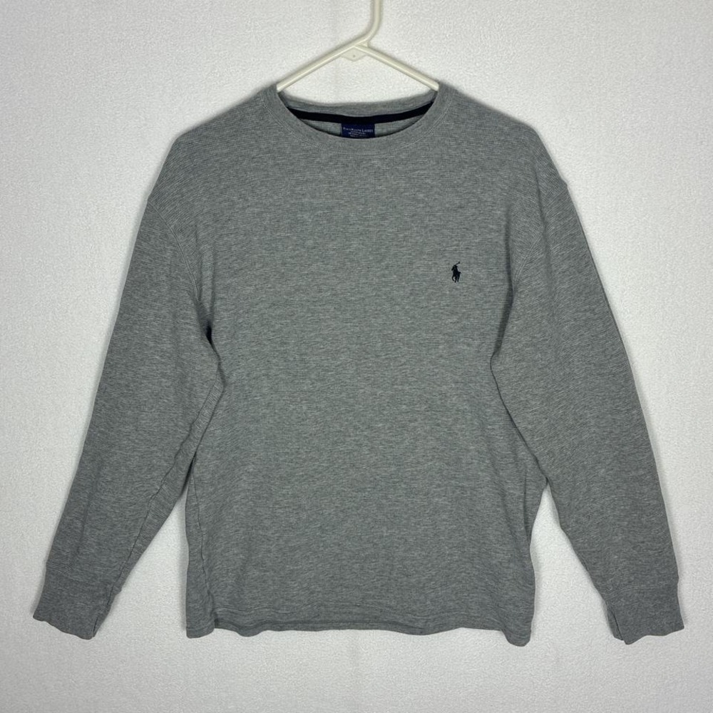 Grey Polo Ralph Lauren thermal waffle sweatshirt men's Lg